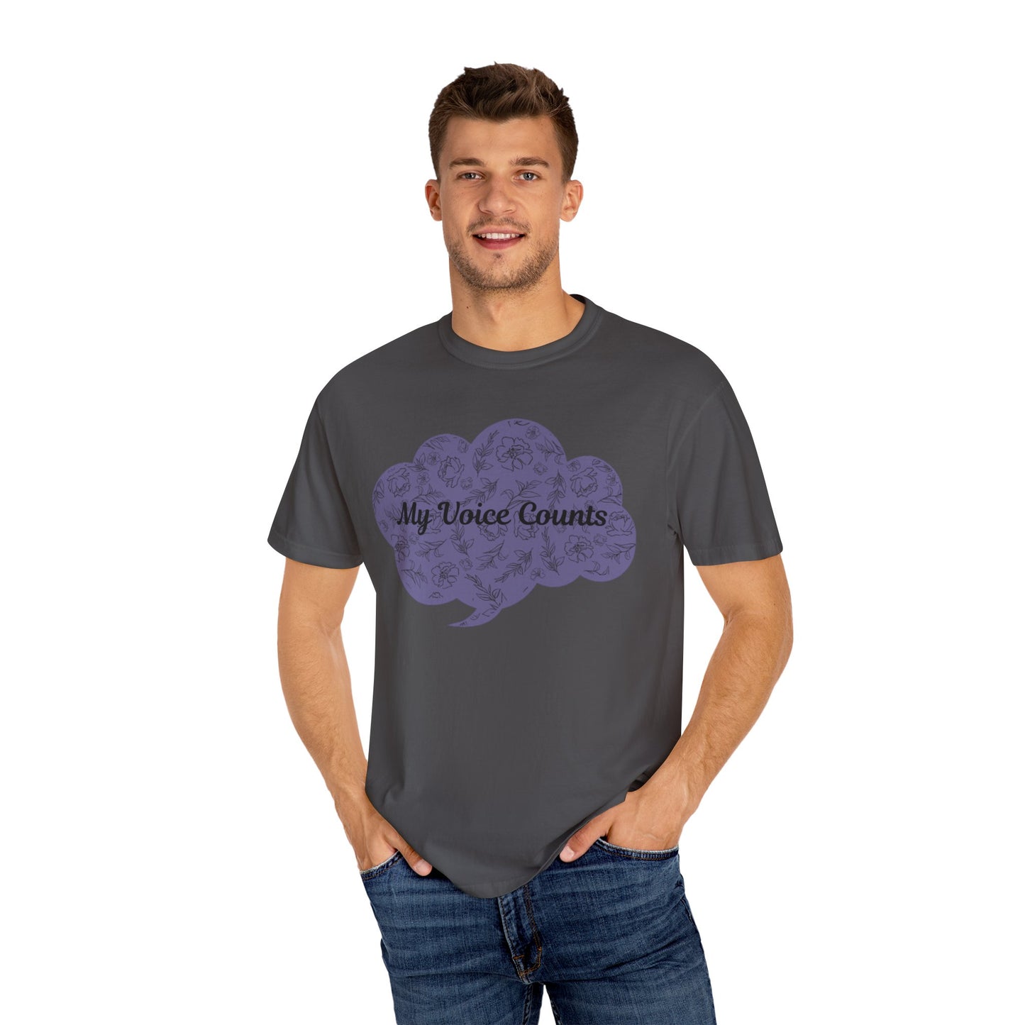 Empowering Unisex Garment-Dyed T-shirt - My Voice Counts, Activism Shirt, Casual Wear, Gift for Advocates, Comfortable Statement Tee
