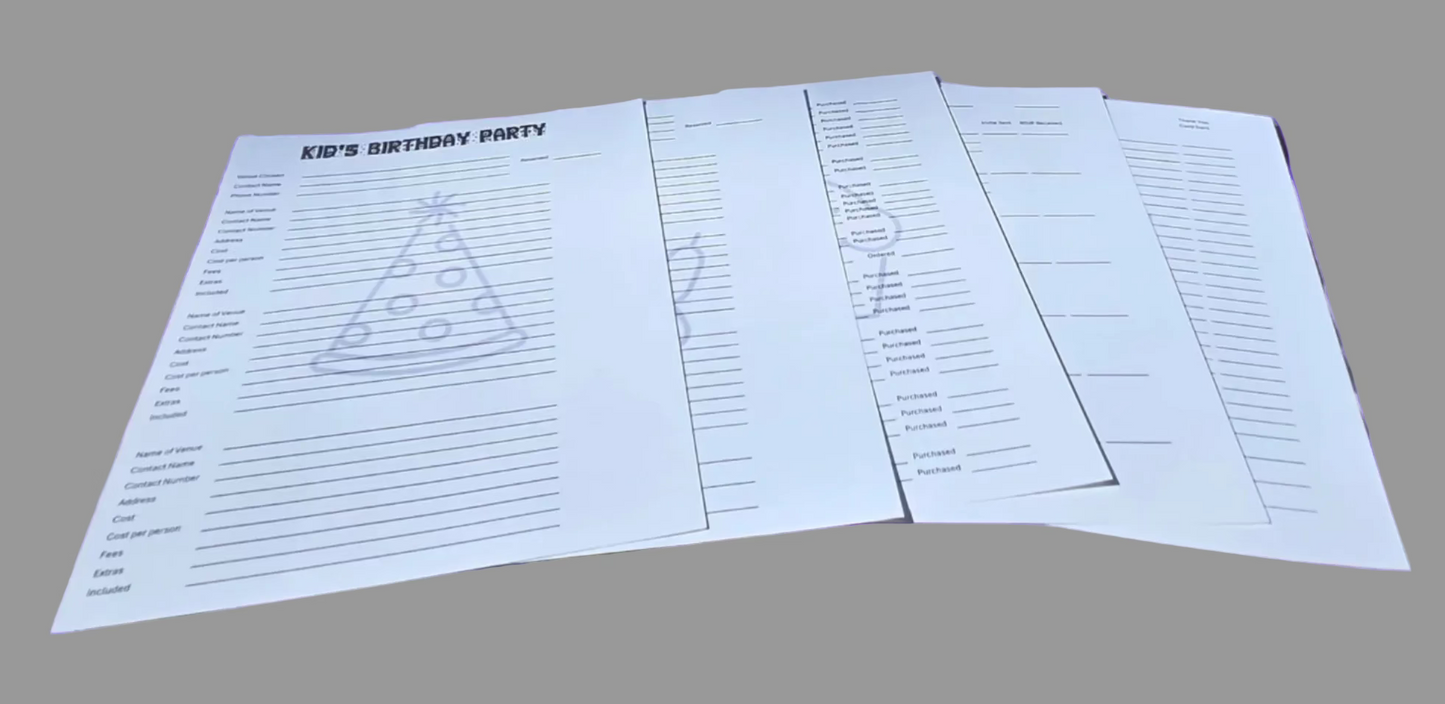 Kid’s Birthday Party Planner – Stress‑Free 5‑Page Planning Kit