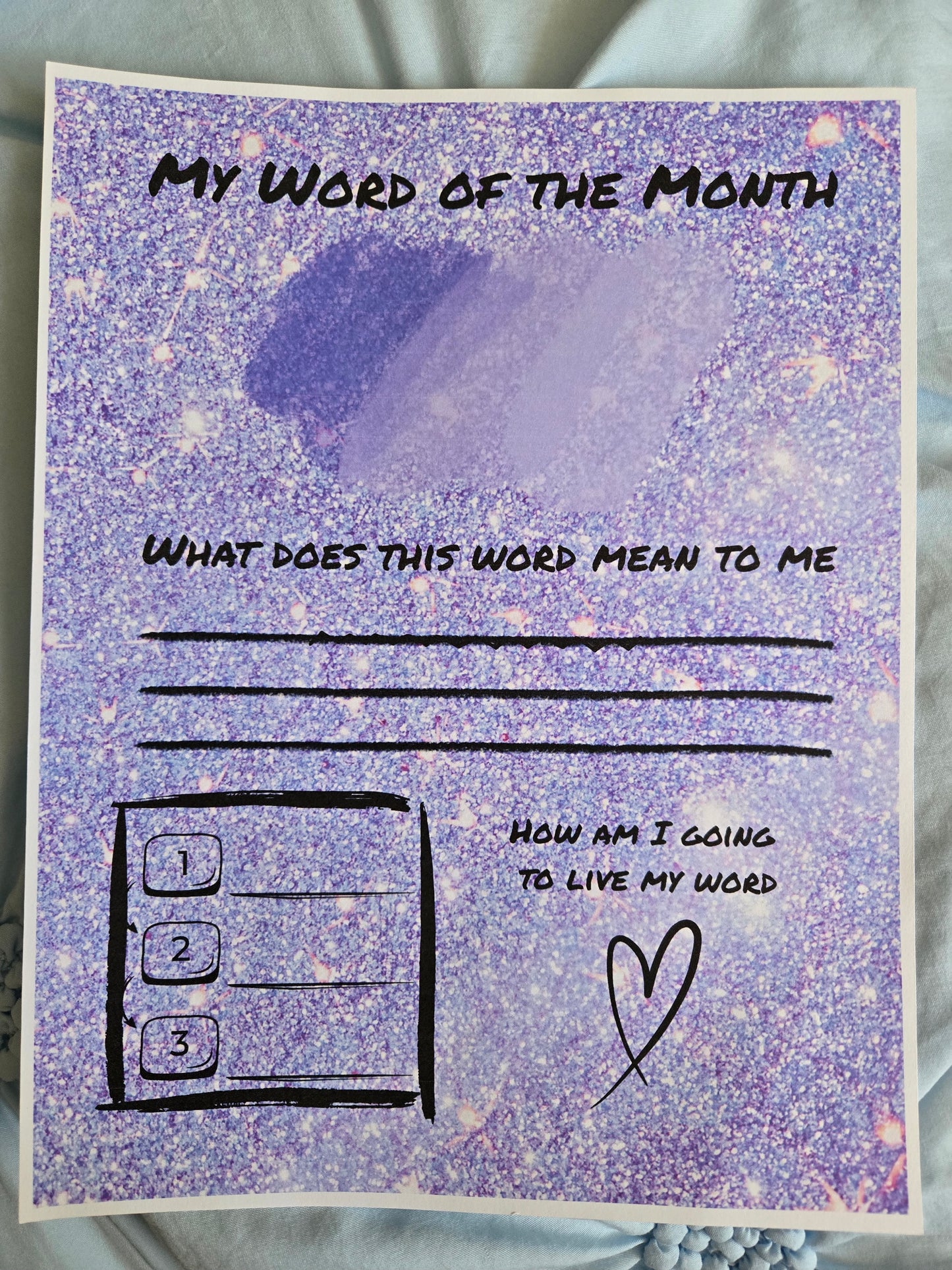 Word of the Year • Month • Week Reflection Sheets – Printed on 65 lb Cardstock