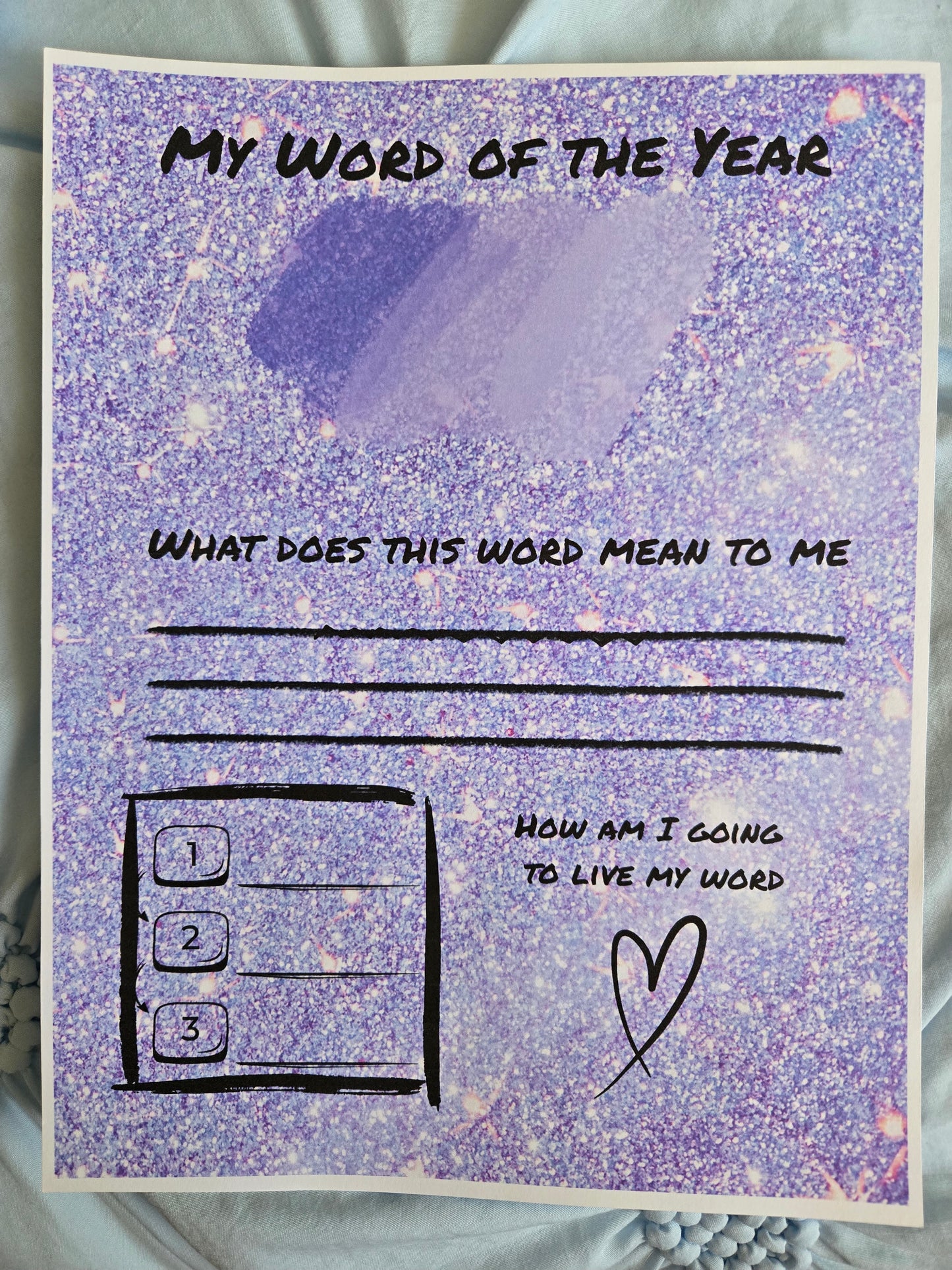 Word of the Year • Month • Week Reflection Sheets – Printed on 65 lb Cardstock