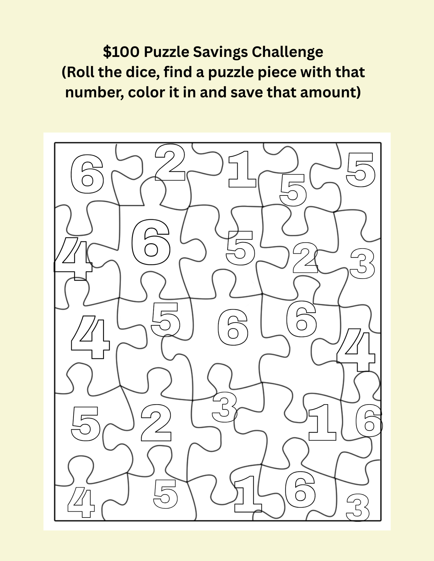 $100 Jigsaw Savings Challenge