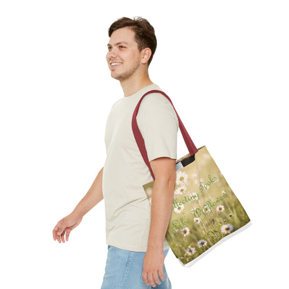 "Collecting Books Like Wildflowers" Floral Tote Bag