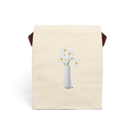 Daisies Snack & Lunch Sack – Canvas Roll‑Top Bag