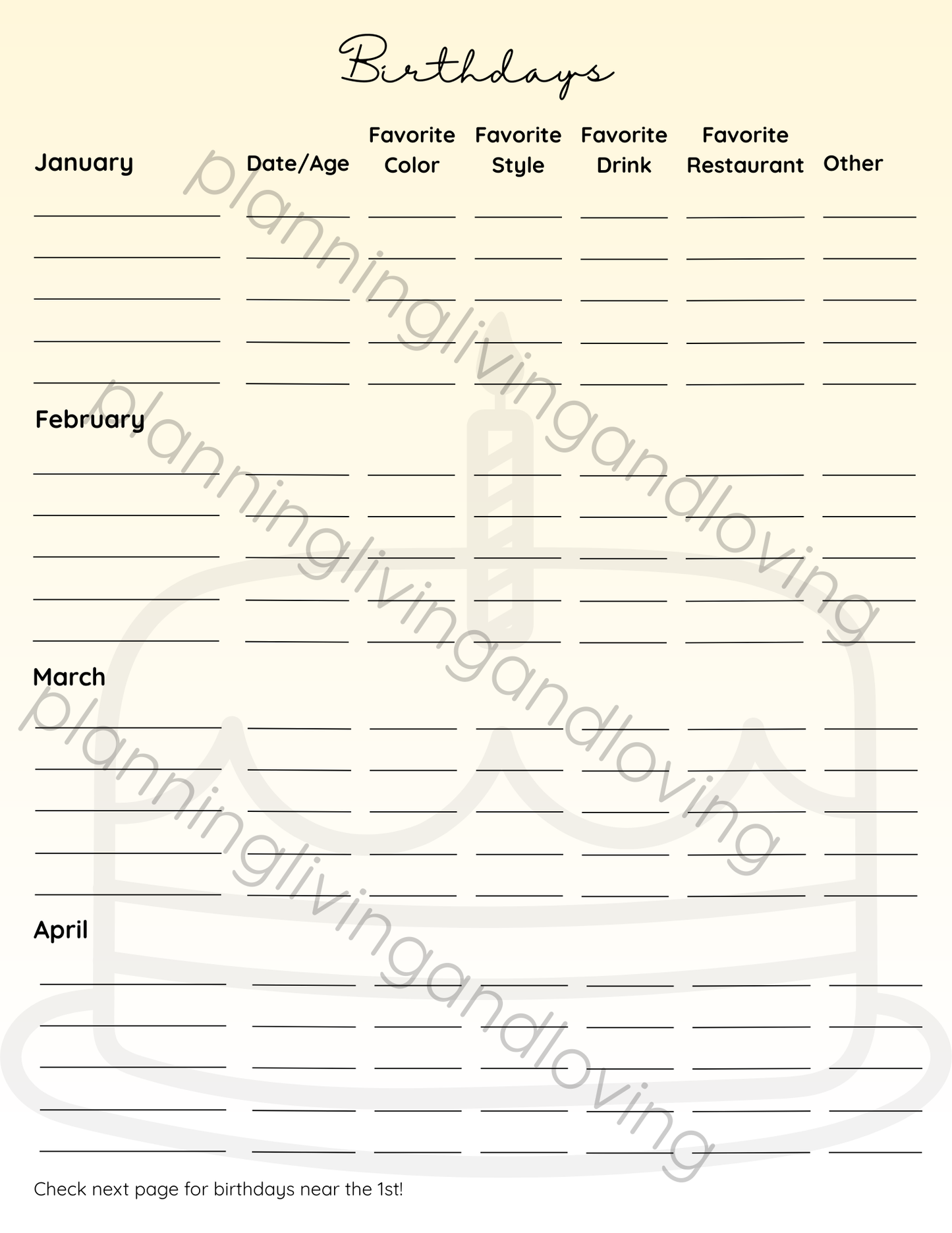 Birthday Tracker Sheet – Keep Every Celebration on Your Radar