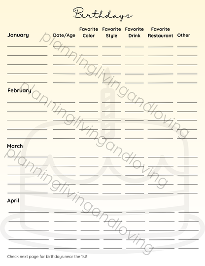 Birthday Tracker Sheet – Keep Every Celebration on Your Radar