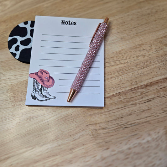 Cowgirl Hat and Boots Notepad