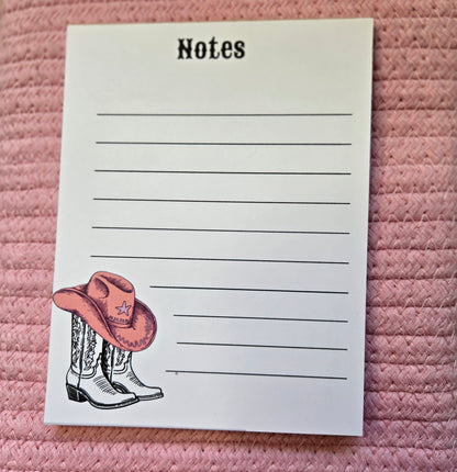 Cowgirl Hat and Boots Notepad