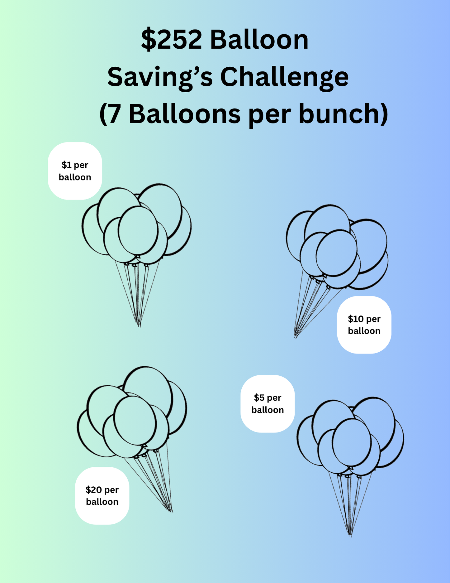 Balloon Savings Challenge – Save $252 the Colorful Way