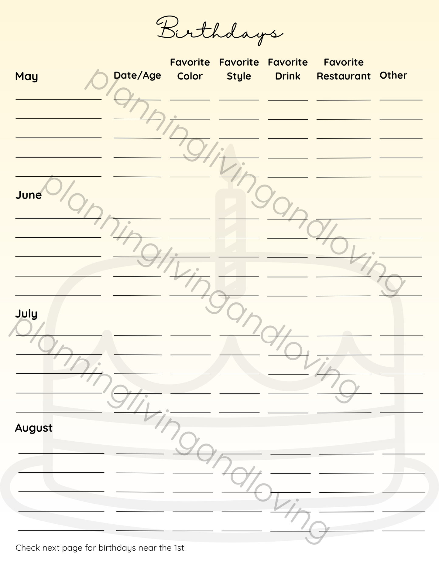 Birthday Tracker Sheet – Keep Every Celebration on Your Radar