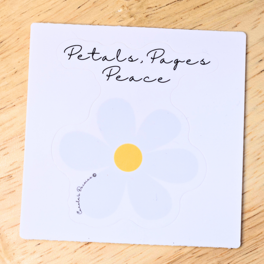 Petals, Pages and Peace Daisy Sticker