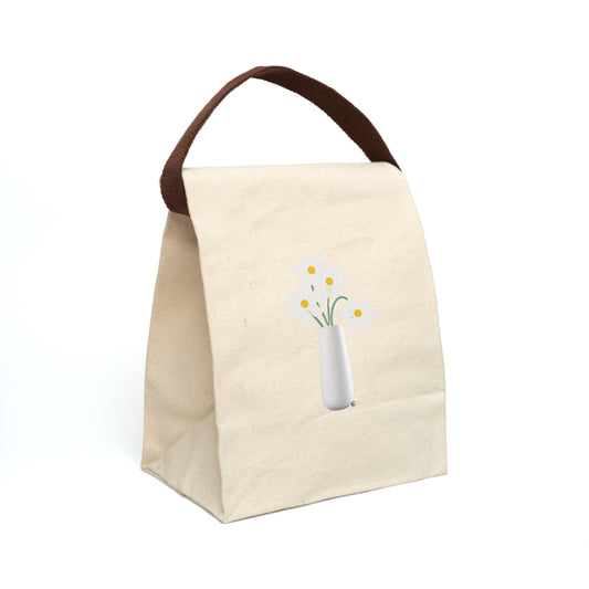Daisies Snack & Lunch Sack – Canvas Roll‑Top Bag