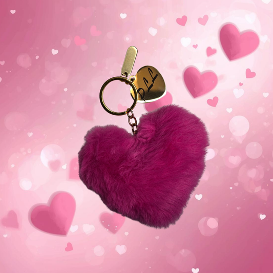 Fluffy Heart Keychain